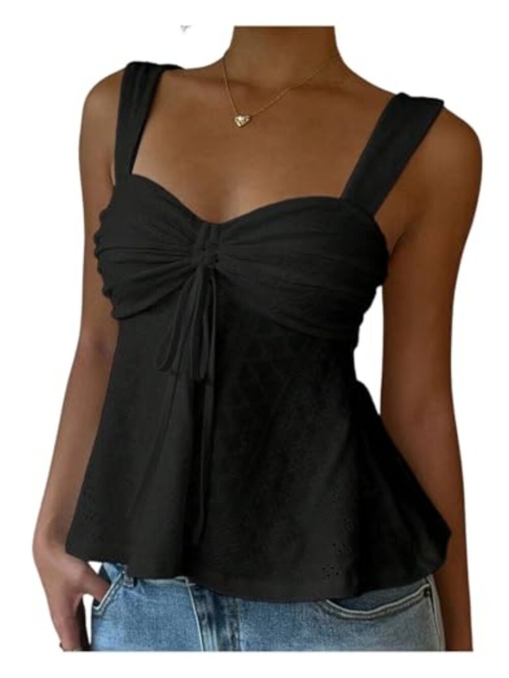 Women Ruffle Peplum Tank Top Eyelet Babydoll Going Out Top